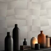 Vliestapete Damian Refined Dimensions 3D Geometrisch Weiß Grau - Tapete metallic moderne 