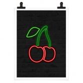 Poster Kirschen - Neonlicht 