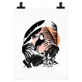Poster Goed Blauw - Linolschnitt Tukan 
