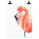 Poster Goed Blauw - Pink Flamingo 