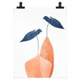 Poster Monstera-Blätter in zwei apricotfarbenen Vasen - Kubistika 