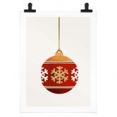 Poster Kubistika - Weihnachtskugel mit Schneeflocken 