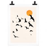 Poster Zugvögel auf dem Weg in den Süden - Kubistika 
