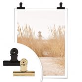 Poster Leuchtturm im Dünengras 
