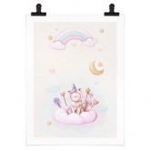 Poster Thai - Einhorn-Kätzchen auf der Zuckerwolke 