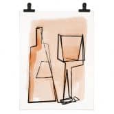 Poster Abstraktes Stillleben: Flasche und Weinglas - Treechild 