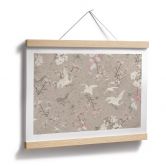 Vogelposter Kraniche im Kirschblüten-Rausch Beige - Bloomery Decor 