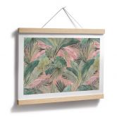 Plakat med tropiske blade i junglens lyserøde farve - Bloomery Decor 