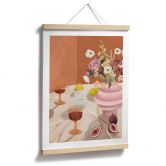 Poster Sommer Stillleben mit Blumen und Wein - Goed Blauw 
