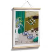 Poster Teepause mit blauem Porzellan - Goed Blauw 
