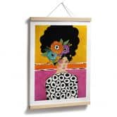 Poster Porträtmalerei - Frau mit bunter Blumenkrone - Hülya 
