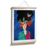 Poster Frau mit Kolibri in der Sternennacht - Hülya 