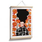 Poster Frau mit Retro-Mohnblumen | Porträtkunst für das Wohnzimmer - Hülya 