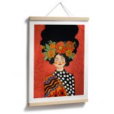 Poster Lächelnde Frau mit orangen Blumen - Hülya 