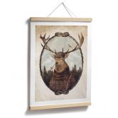 Plakat vintage hjort med pibe | dyreportræt til stuen - Koubou 