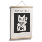 Schwarz-Weiß Poster Maneki Neko - Die Glückskatze - KsanaKalpa 