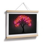 Poster im Neon-Look | Baum mit roten Herzen - Mielu 