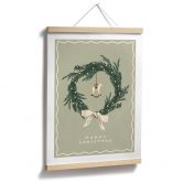 Poster fürs Wohnzimmer - Weihnachtskranz mit Schaukelpferd - NKTN 
