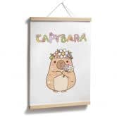 Poster Süßes Capybara mit Blumenkrone 