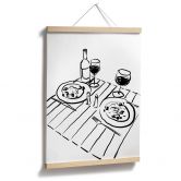 Poster Stillleben-Dinner mit Wein | Line Art - Treechild 
