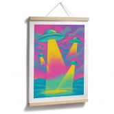 Plakat med UFO-landing i neonfarver - Treechild 