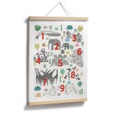 Kinderposter Illustration von Zootieren mit Zahlen - Walentynowicz 