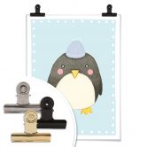 Poster Loske - Pinguin - blau 