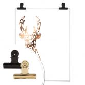 Poster Origami Hirsch - Kupferoptik 