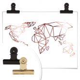 Poster Origami Weltkarte - Roségold-Optik 