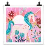 Poster Einhorn auf farbenfroher Blumenwiese - Bonne Müller - Quadratisch 