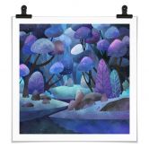 Poster Enchanted forest in midnight blue - DigitalArtsi 