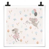 Poster Kleine Mäuse mit Luftballons - UN Designs 