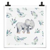 Plakat Sød babyelefant mellem boho-grene - UN Designs 