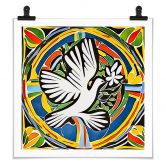 Poster Bunte Friedenstaube - Inspiriert von Matisse - Zamart - Quadratisch 