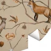 Children's room Wall Mural Playful forest animals on branches - Kikki Belle - Round - Self-adhesive/non-woven 