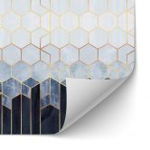 Selbstklebende Küchenrückwand Fredriksson - Hexagone: Blau und Weiß 
