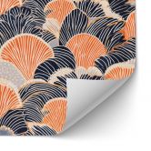 Selbstklebende Küchenrückwand Muschelmuster in Orange-blau - Treechild 