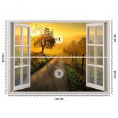 Fototapete Fenster - Sonnenuntergang über der Straße 
