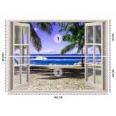 Fototapete Fenster mit Blick auf einen tropischen Strand 