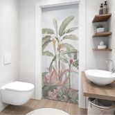 Türfolie Tropische Idylle mit Kolibri blau - Bloomery Decor - Selbstklebende Türdeko 