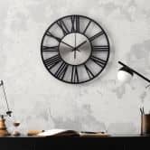 XL Wanduhr Industrial Design - geräuschlose Metall Uhr für Büro, Flur, Wohnzimmer Ø40 cm 