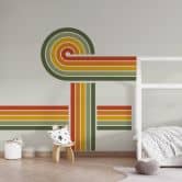 Muursticker retro halve boog | regenboog kleuren 