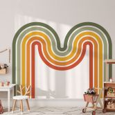 Wandtattoo Retro Streifen Form Set (3-teilig) | Regenbogenfarben 