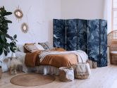 Paravent, Raumteiler freistehend, Trennwand - Abstract Ornaments - Dark Blue Victorian Leaves 