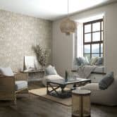 Vliestapete mit strukturiertem Blattmotiv beige Floral 