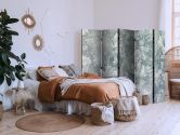 Paravent, Raumteiler freistehend, Trennwand - Ornaments in Rubbed Faded Turquoise: Floral Pattern 