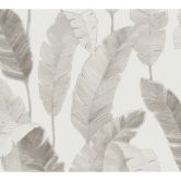 Papier peint salon Feuilles Beige Blanc Papier peint intissé Jungle Palmiers  