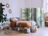 Paravent, Raumteiler freistehend, Trennwand - Large Leaves in Green-Mint Shades - Botanical Motif 