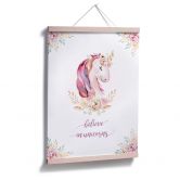 Poster Kvilis - Believe in Unicorns - Einhorn mit Blumen 