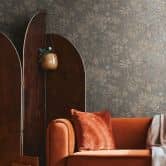 Botanical wallpaper blue brown - exotic floral pattern wallpaper - non-woven wallpaper 